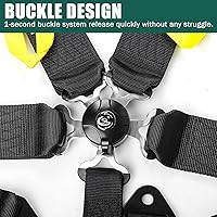Vista 2 de BESTZHEYU Arnés de carreras de 5 puntos SFI, 1 pieza de cinturones de carreras negros, juego de arnés de 5 puntos con almohadillas para hombros