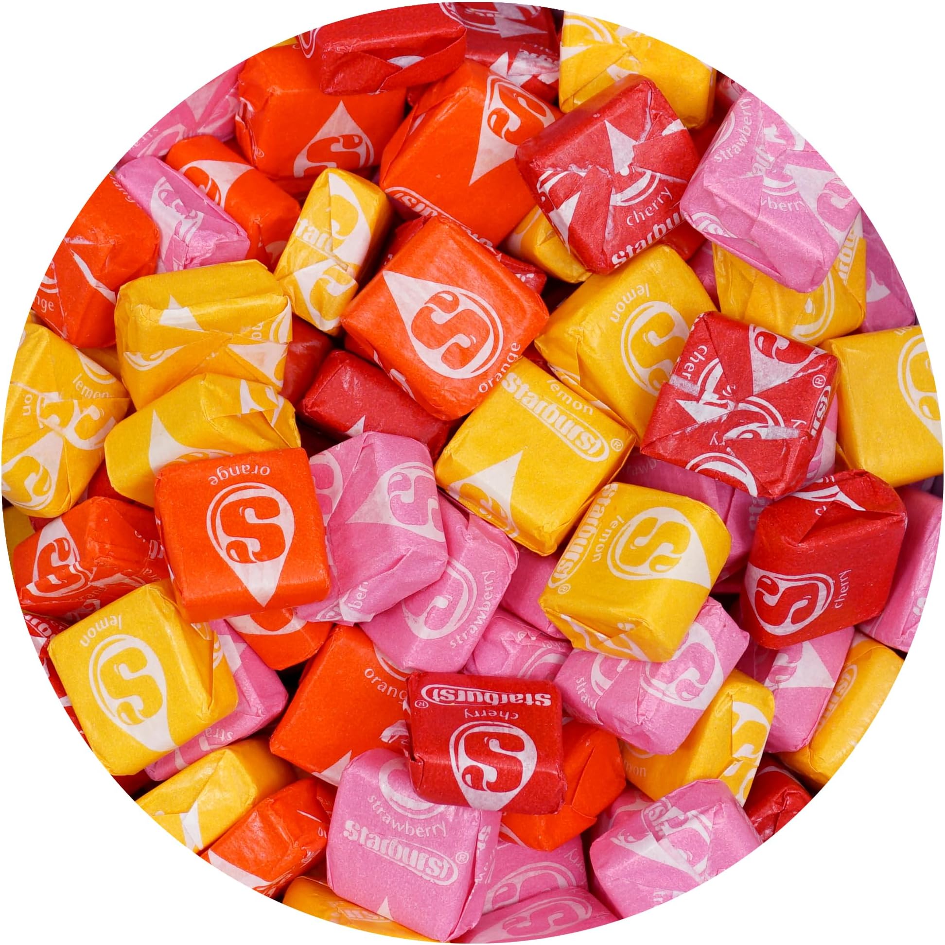 Star burst Original Fruit Chews, 1lb Bulk Bag (Approx. 90 Pieces), Strawberry, Cherry, Orange, Lemon, Individually Wrapped Candy
