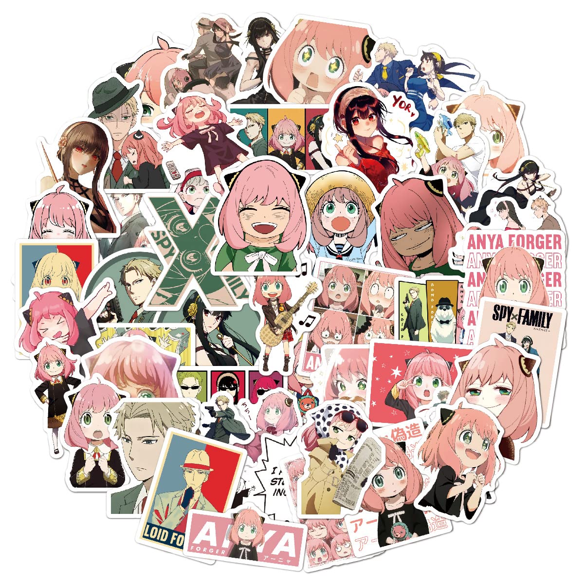 Spy×Family Adesivi Anime Confezione da 100 Pezzi | Adesivi per Adulti, Auto, Laptop, Bottiglie d'Acqua, Adesivi per Adolescenti Simpatiche Decalcomanie in Vinile
