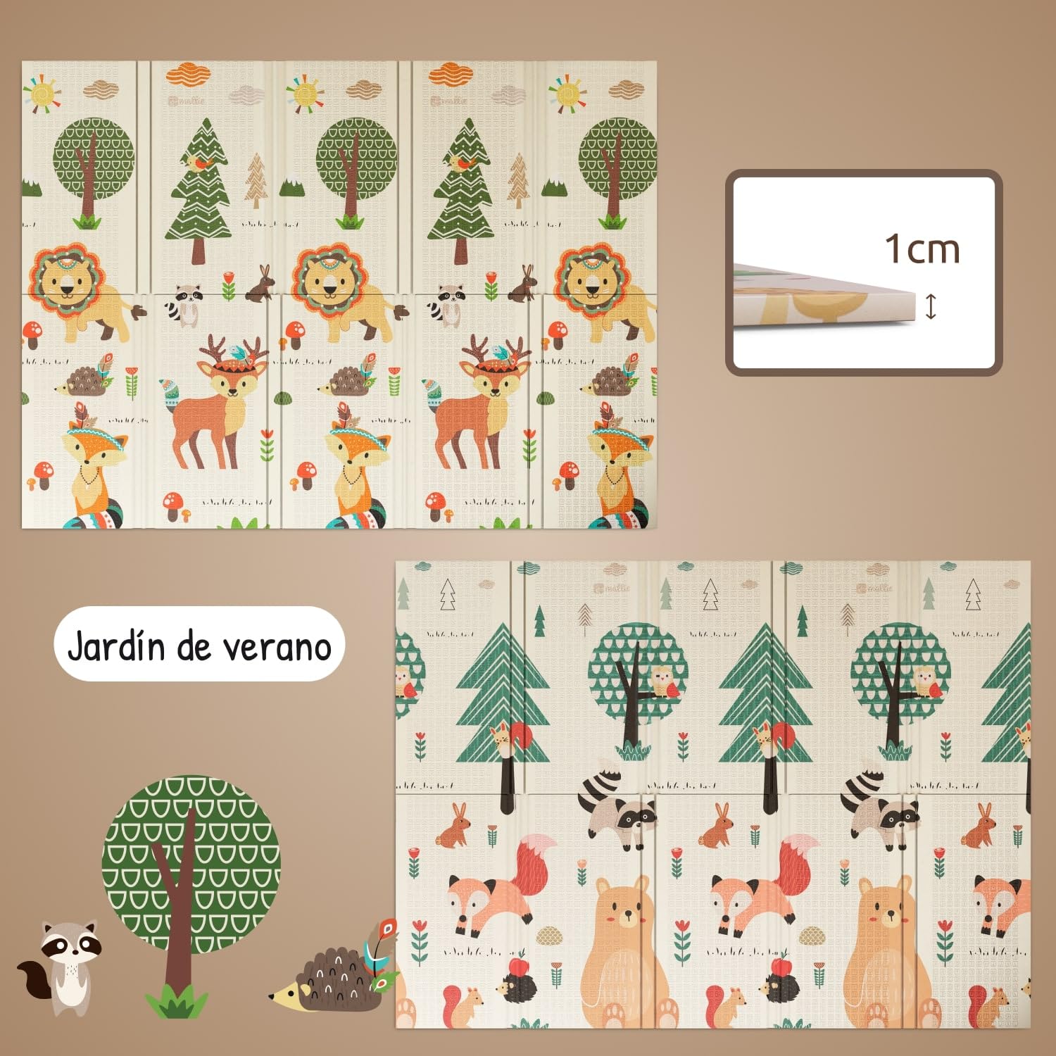 Mallie® Alfombra Bebe Acolchada Plegable 180 x 150 CM XXL [Capa Antirayaduras] | Tapete Bebe, Colchoneta Bebe Suelo, Alfombra Infantil para Juegos Bebe, Suelo Bebes Acolchado, Manta Juegos Bebe