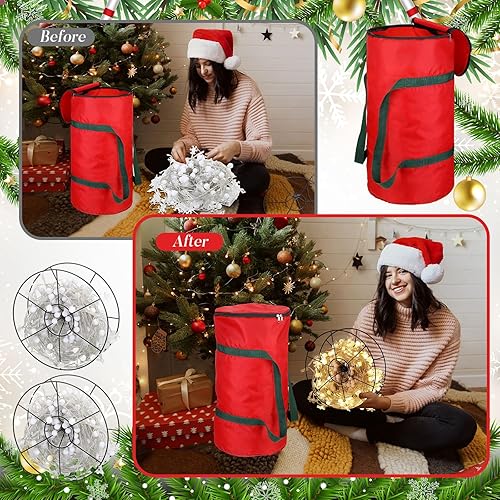 Miniatura 6 de Hosuly Bolsa de almacenamiento de luz de Navidad con 5 carretes de metal, bolsas de almacenamiento de luz de Navidad, contenedor de luz de Navidad,