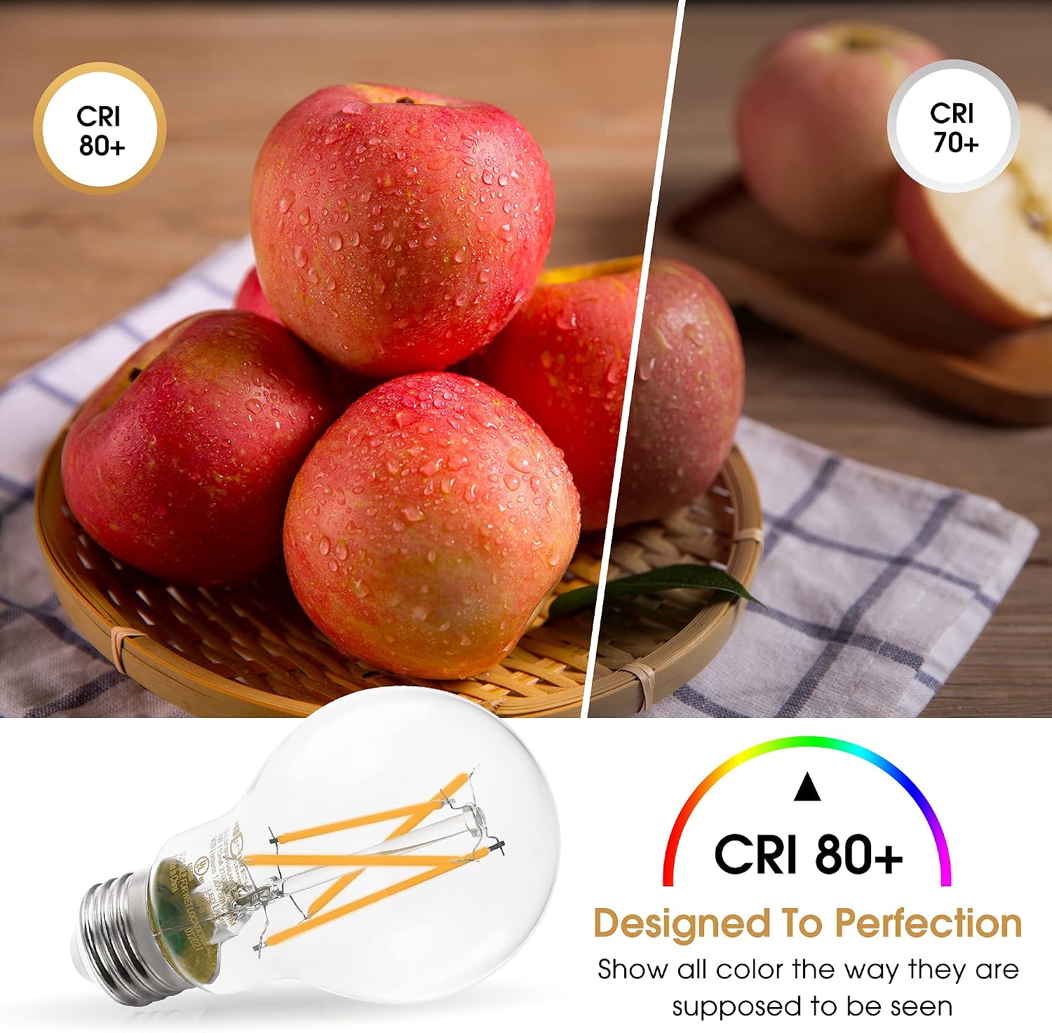 Dimmable A19 LED Edison Bulb 75W Equivalent, DORESshop 9W A19 Vintage LED Filament Bulb, 2700K Soft White, 900LM, Antique Style Decorative Bulbs for Cafe Home Office, Classic Clear Glass, 2Pack