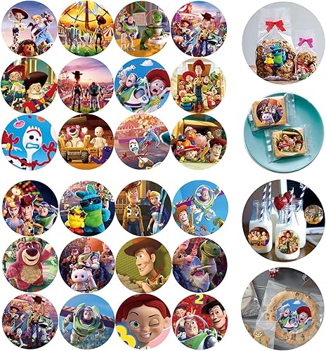 120 calcomanías de dibujos animados de juguete para recuerdos de fiesta, lindas calcomanías temáticas de historias para botella de agua, calcomanías
