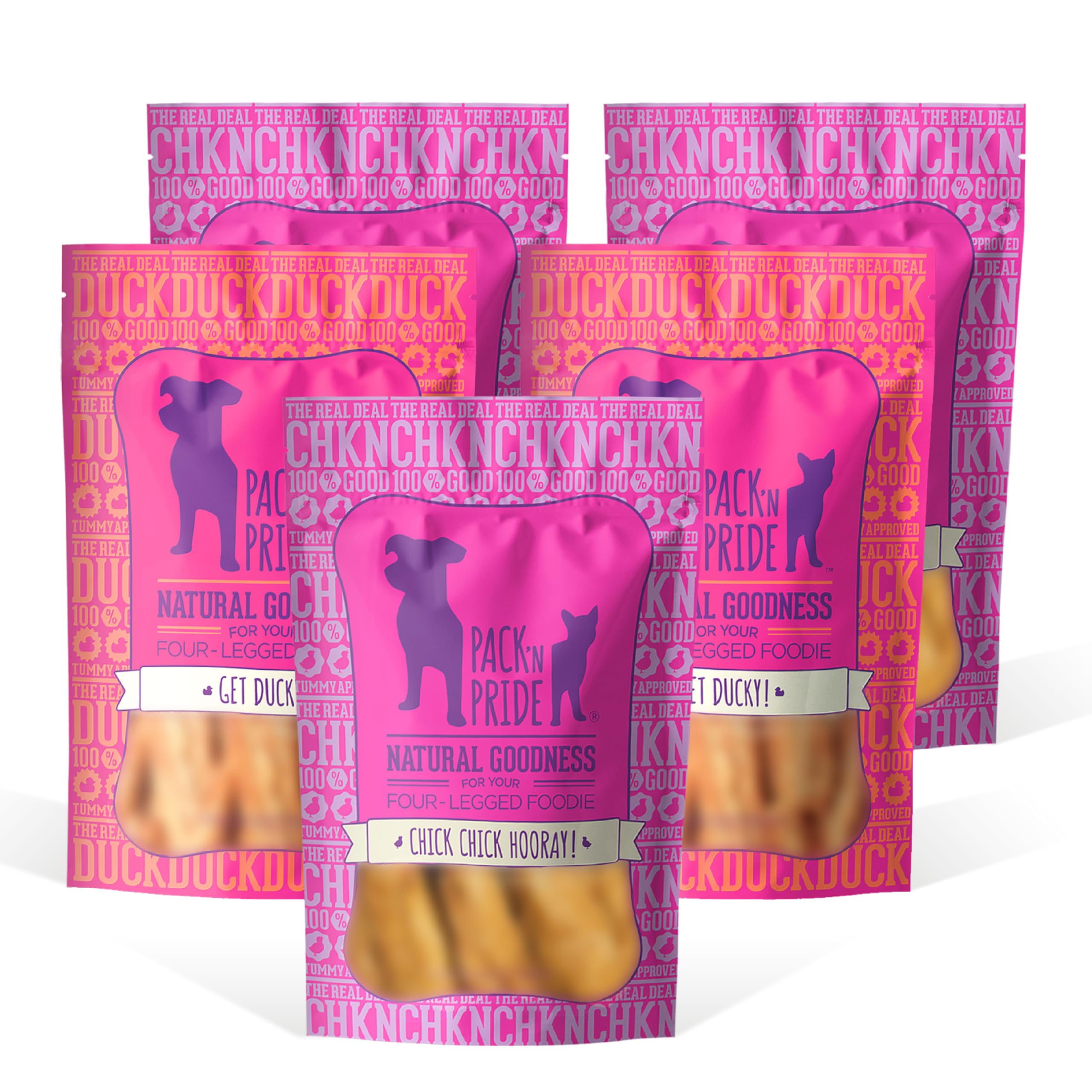 Natural Dog Treats, 5 Pack*100g=500g Freeze Dried Dog Chews for Small&Medium Dogs, Chicken&Duck Fillets, Variety Pack, No Artificial Flavors, Low-fat and High-protein