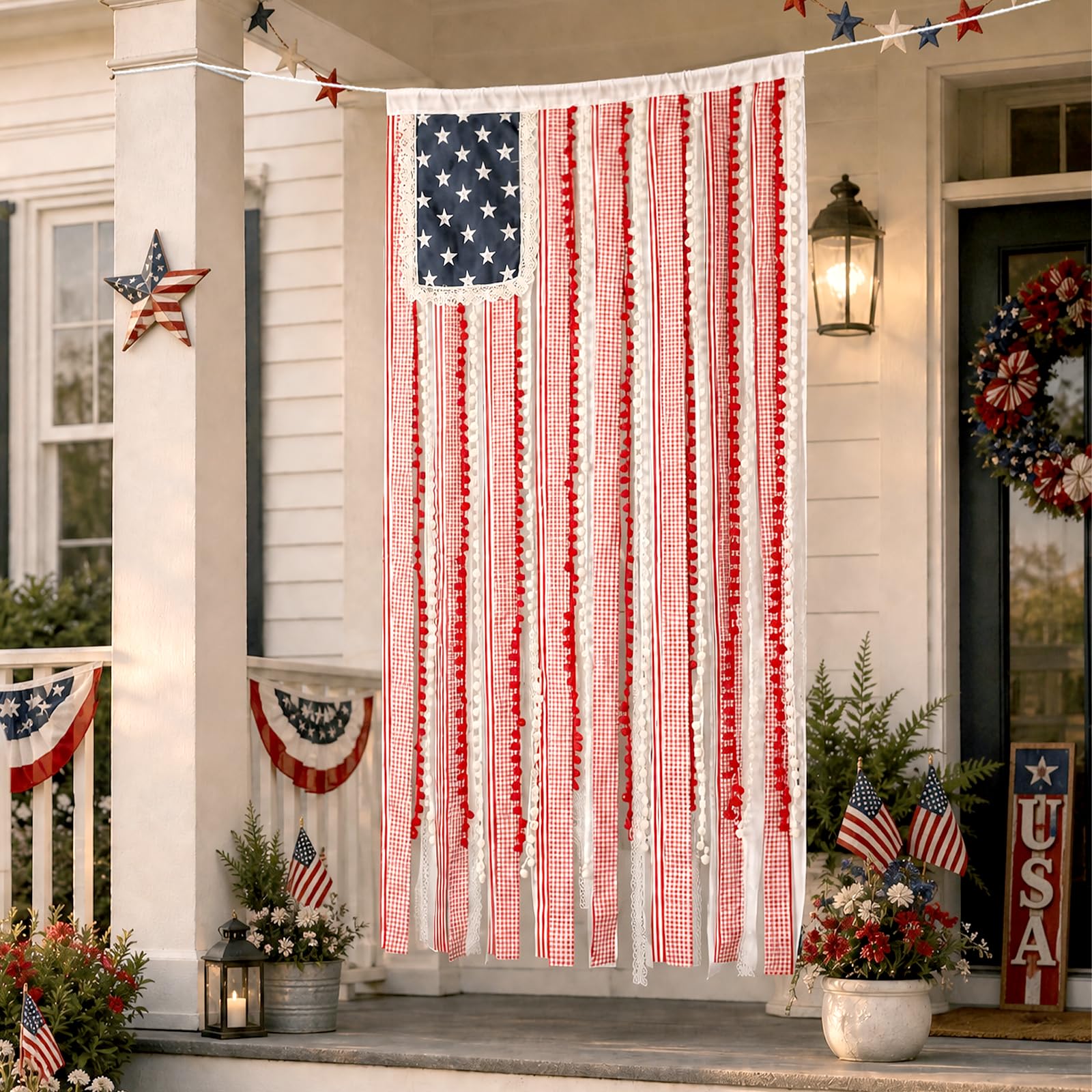 View 1 of [HEAVILY USED] Diltik Rag American Flag Banner 4.3 x 2.3 Ft