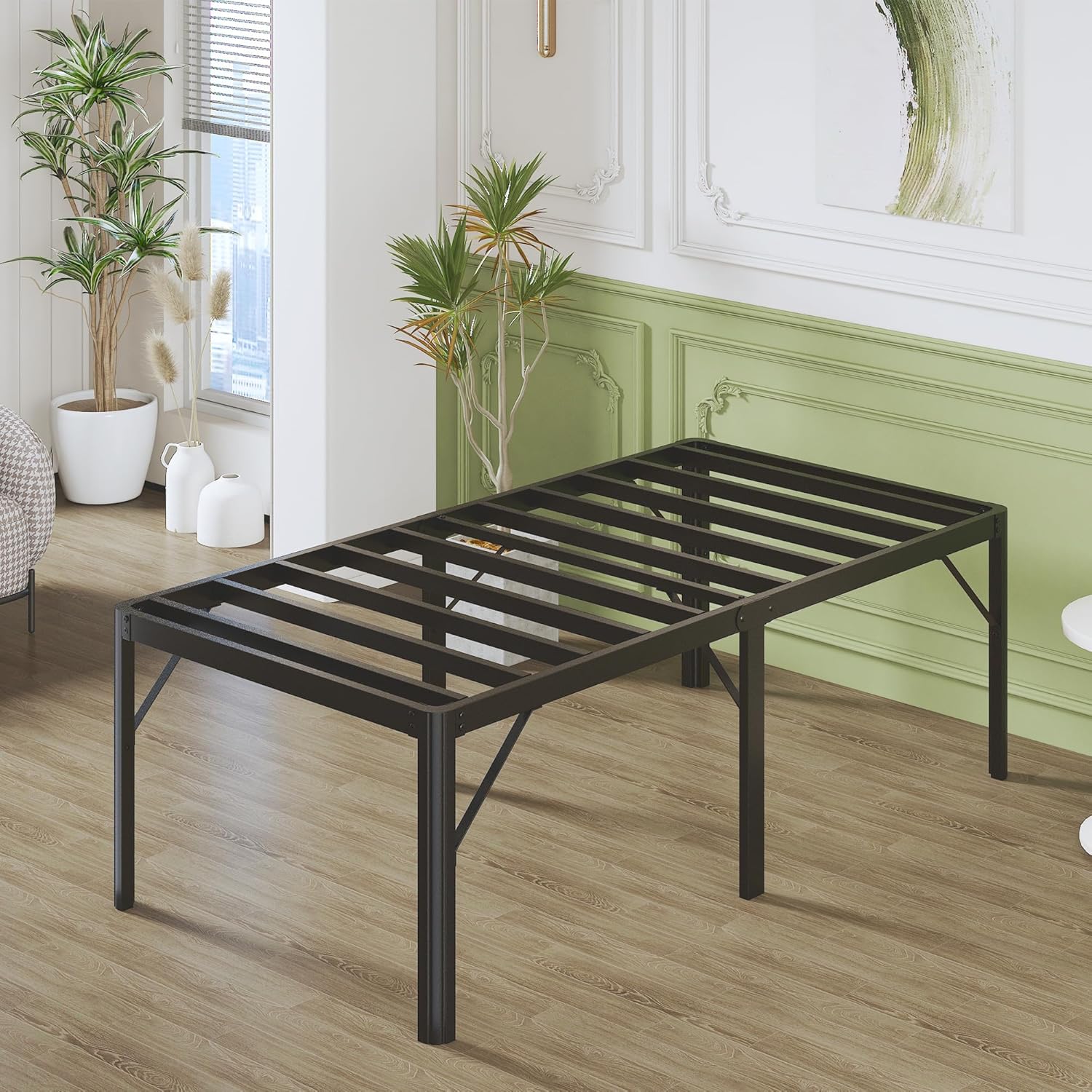 25 Inch High Twin Bed Frames with Rounded Corner Legs, Heavy Duty Metal Twin Platform Bed Frame with Steel Slats Support, No Box Spring Needed, Noise Free, Easy Assembly - Image 7