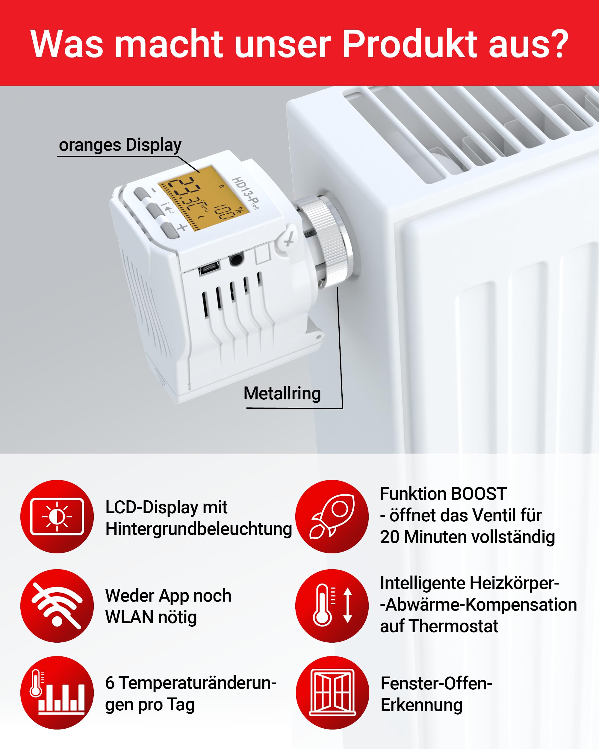 Elektrobock 175 HD13 Profi - Termostato elettronico per termosifoni da 3 a 40 °C