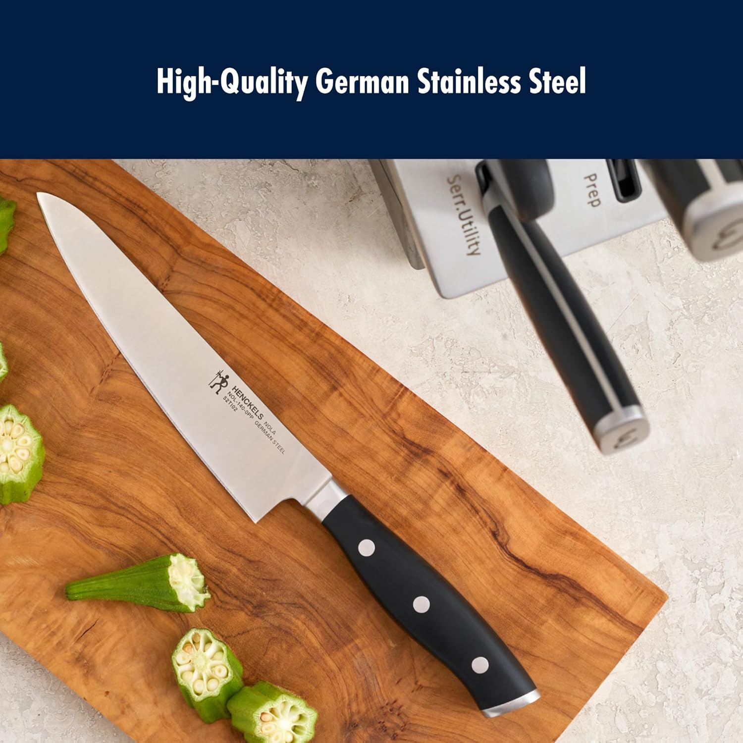 HENCKELS x EMERIL Lagasse The Nola Collection Razor-Sharp German 7-pc Self-Sharpening Knife Block Set, Made in Company-Owned German Factory with Special Formula Steel perfected for almost 300 Years