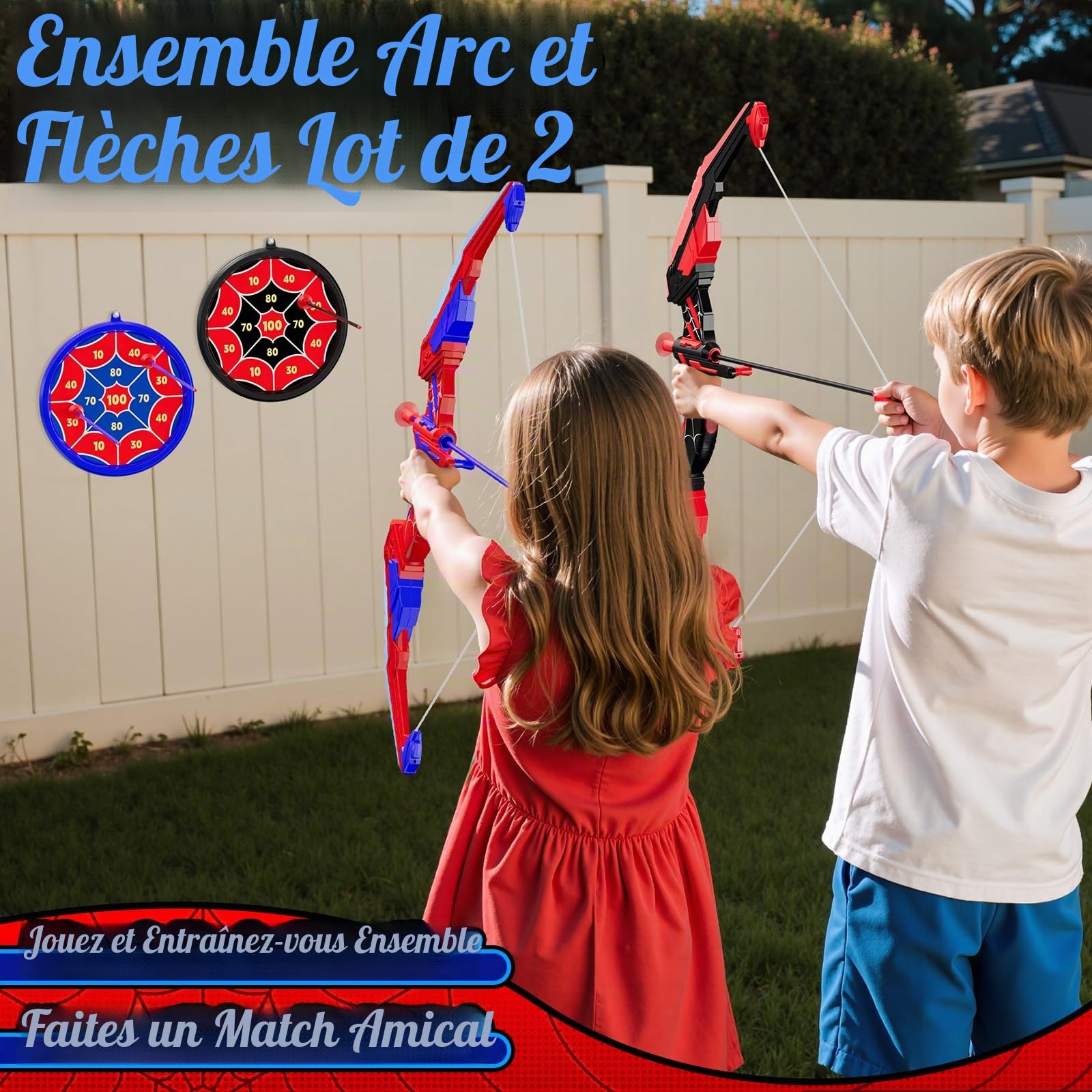 HYES Tir à l'arc Flèche et Arc pour Enfants, Kit de Arc et Flèche Jouet avec Lumières LED, Flèches à Ventouse, Cible, Flèches et Cibles de Score, Jouet d'Intérieur et d'Extérieur