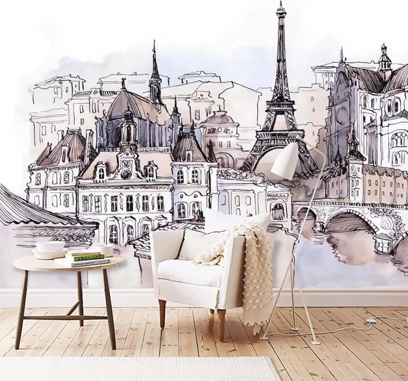 XLMING Abstract Tower Watercolour Hand Drawn Urban Architecture 3D Wallpaper Luxury Silk Study Dining Feature Sofa Grey Bedroom Living Room Tv Decorative Wall-250cm×170cm