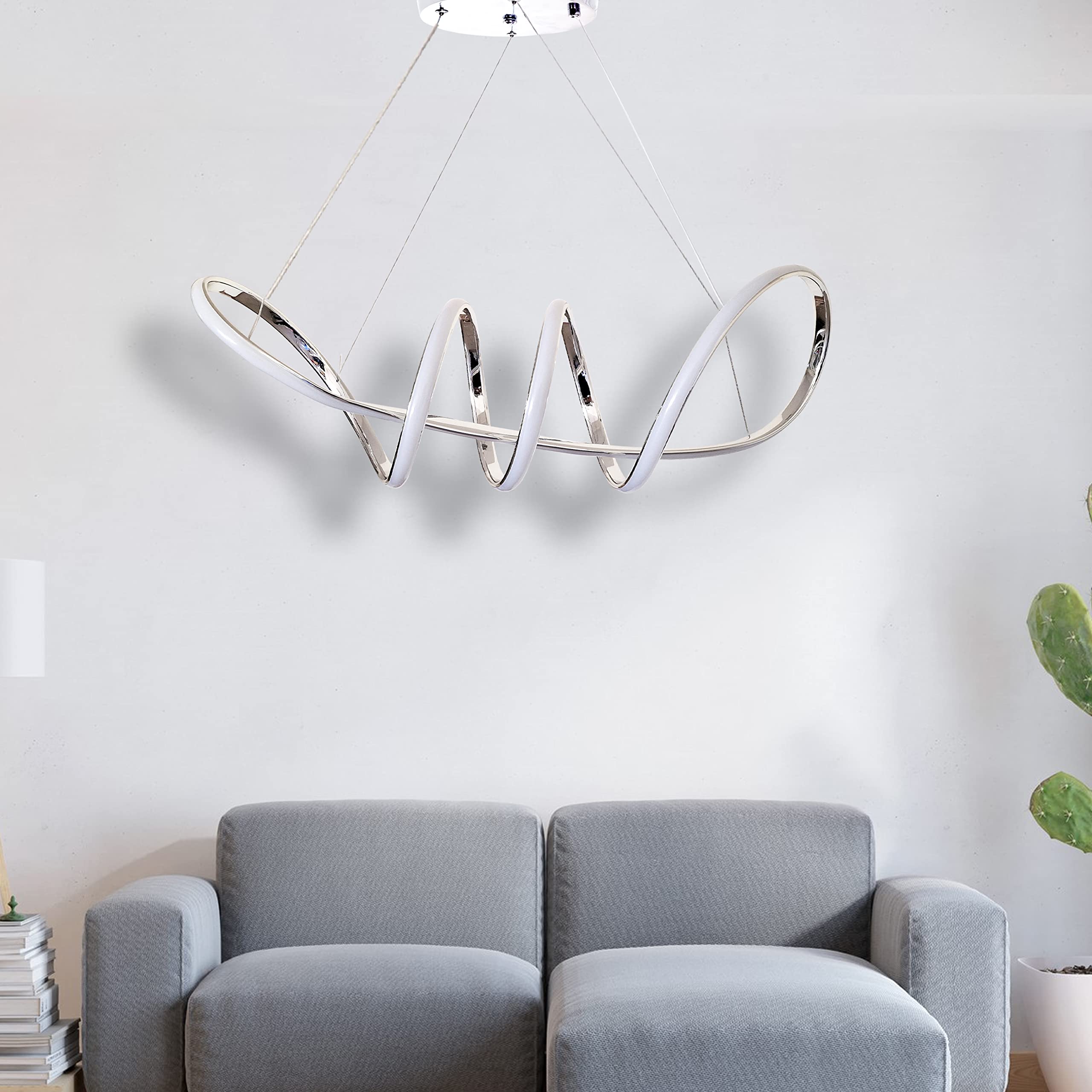 Lampadario A LED MAKA Da Soffitto - 25W, 6500K Bianco Freddo, Regolabile Fino A 100cm - Foto 14