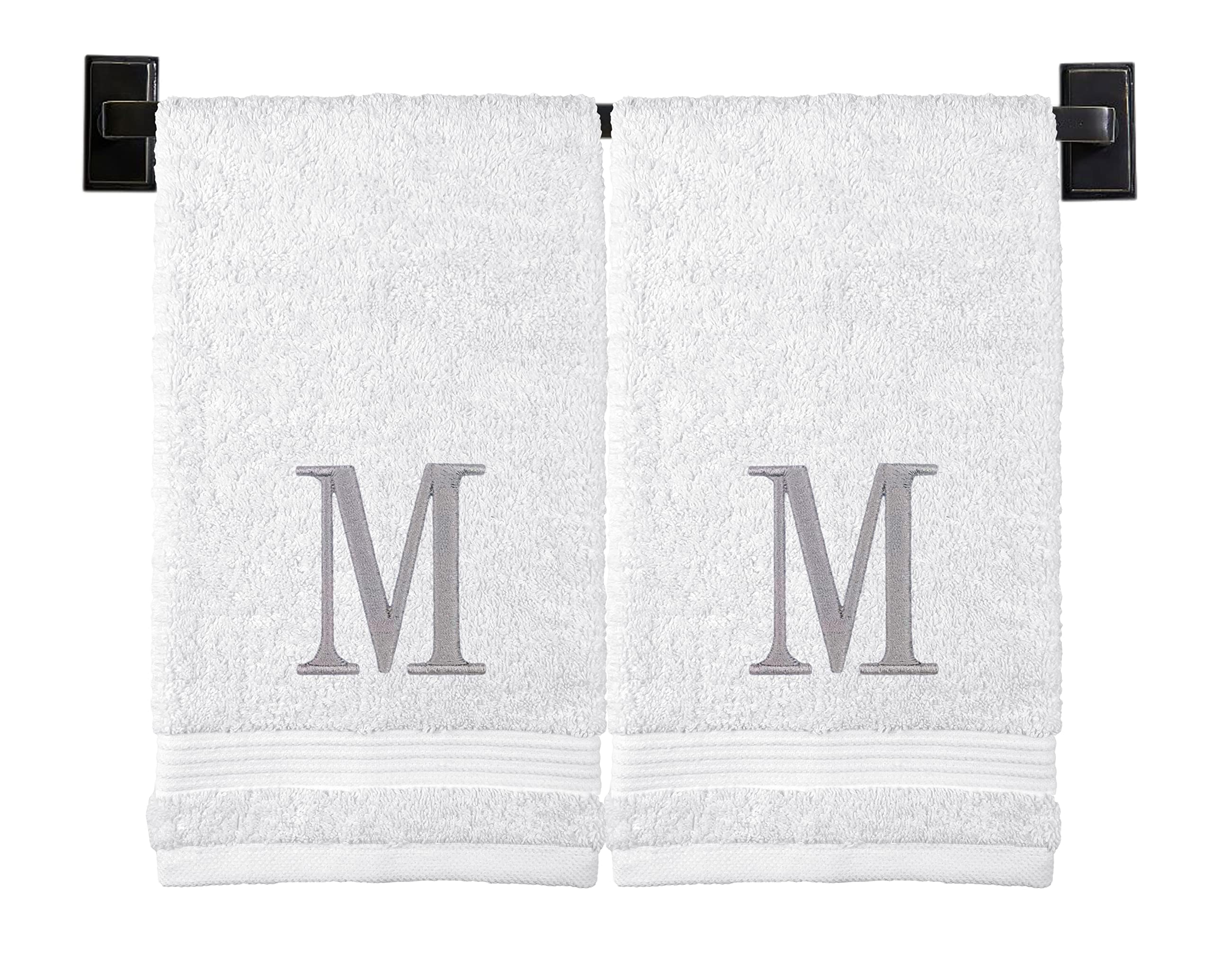 Custom Luxury Towels Monogrammed Hand Towels for Bathroom | Luxury Turkish Cotton | Embroidered in USA | Set of 2 | Choose Set Color and Monogram