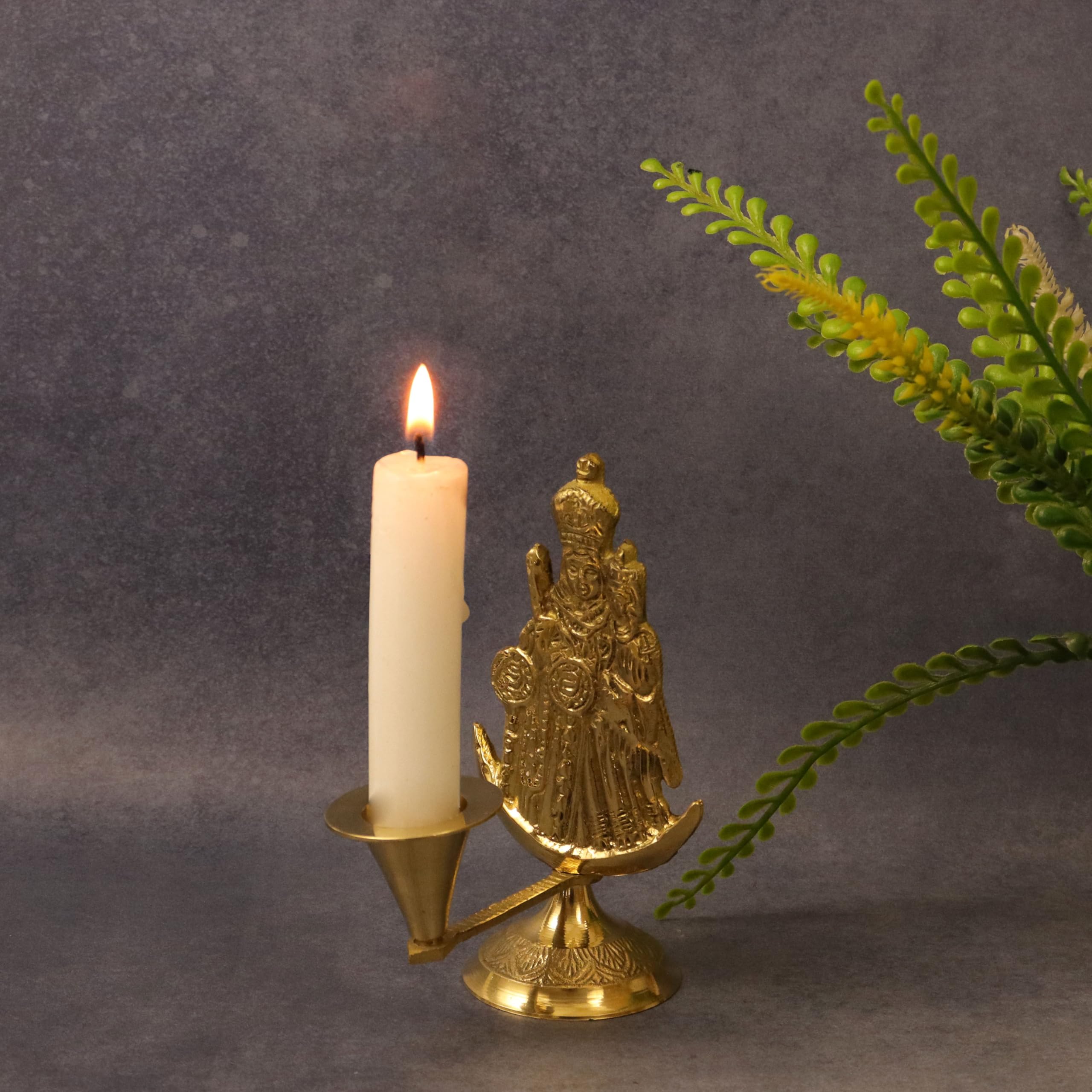 Putrika Brass Mother Mary Candle Holder Stand|Pooja|Puja|Decorative|Home Decoration|Best Return Gift for Living, Bedroom, Dining Room– Mother Mary