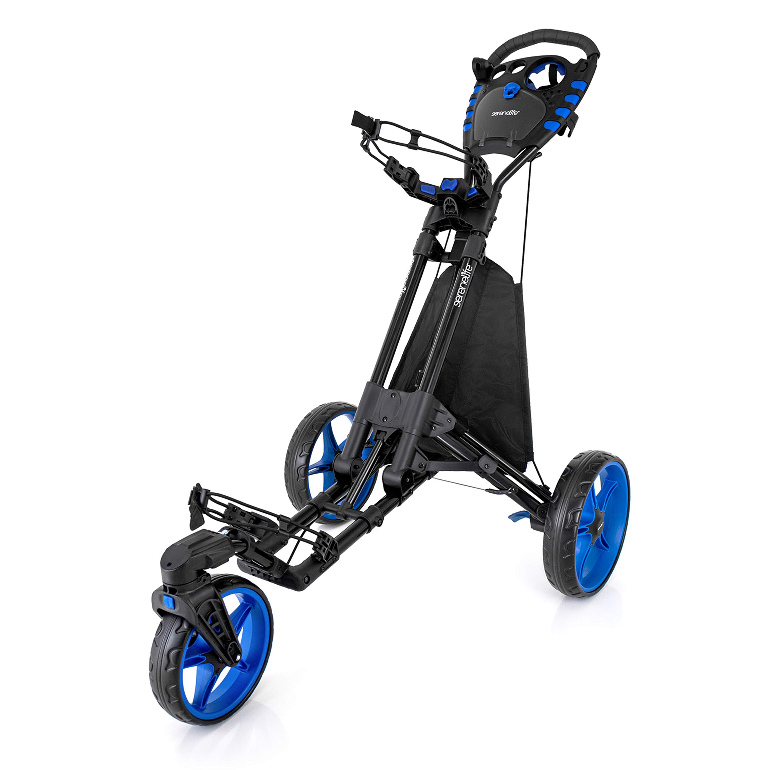 Buy SereneLife 3 Wheel Golf Push Cart Lightweight Folding Walking Push Cart Roller Golf Bag