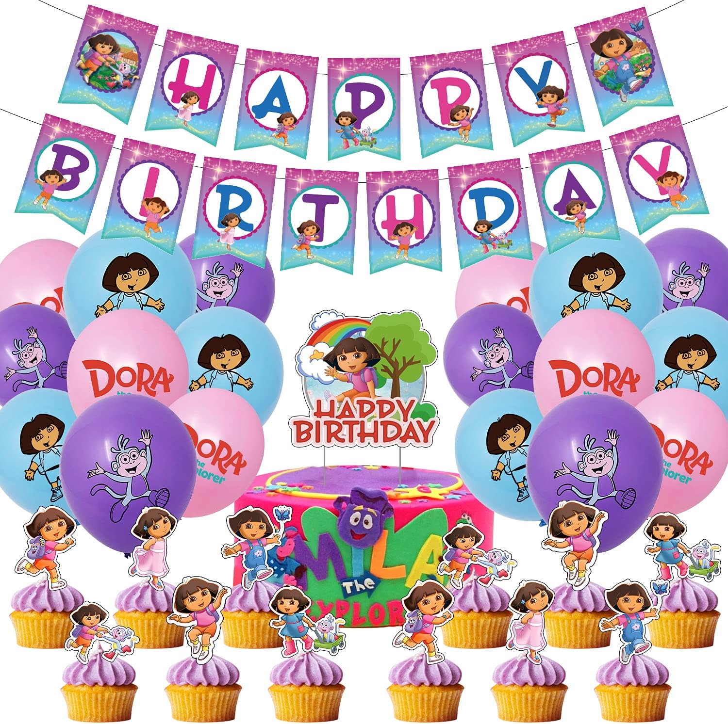 HYOUNINGF Dora the Explorer Party Supplies Theme Decorations for Boys