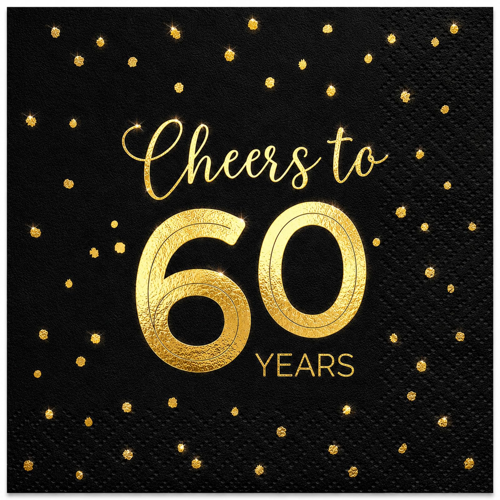 Cheers to 60 Years Gold Foil Cocktail Napkins – 50 Pack 2-Ply Disposable Birthday Napkins, Beverage Paper Napkins for Party Decorations, Wedding Anniversary Celebration