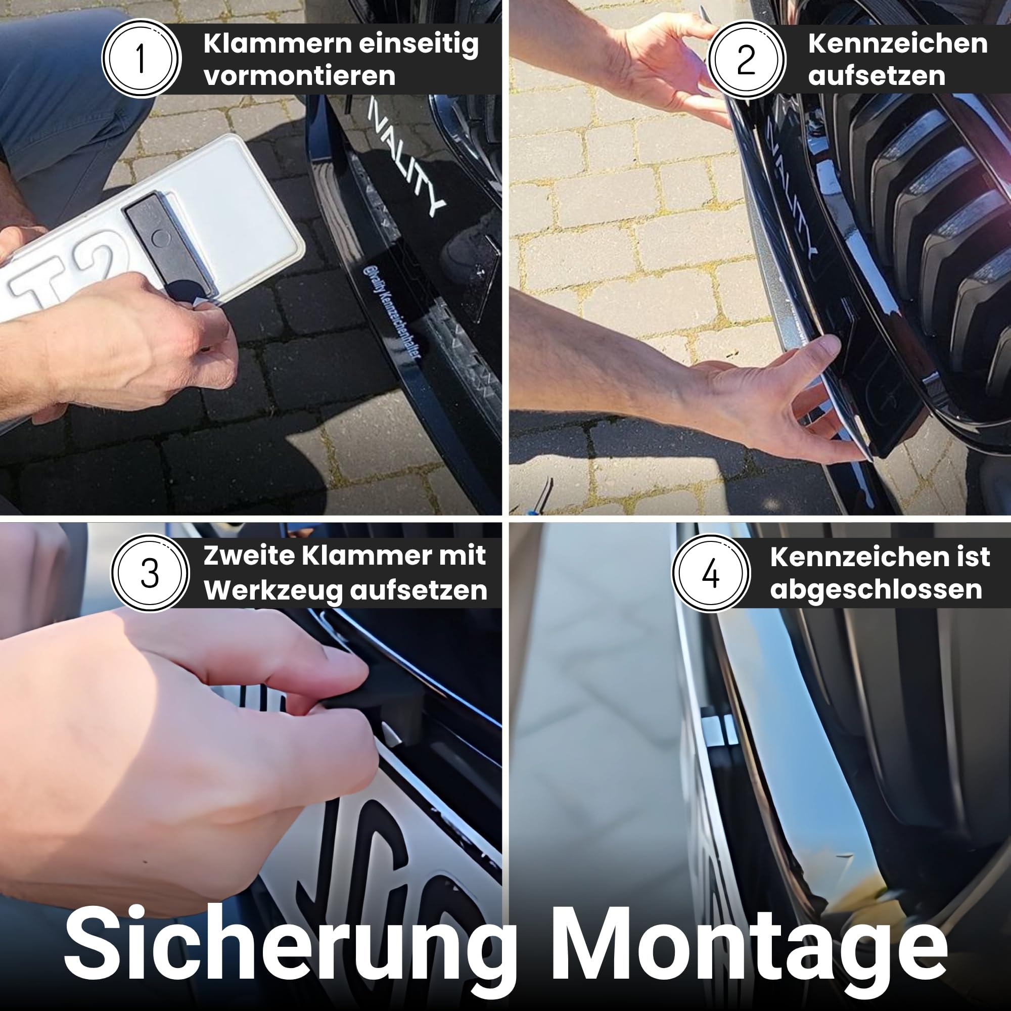 IVALITY® Magnet Kennzeichenhalter Rahmenlos für 2 Kennzeichen | Magnetische Nummernschildhalterung Auto | Kennzeichenhalterung Nummernschildhalter | Österreich Wechselkennzeichen
