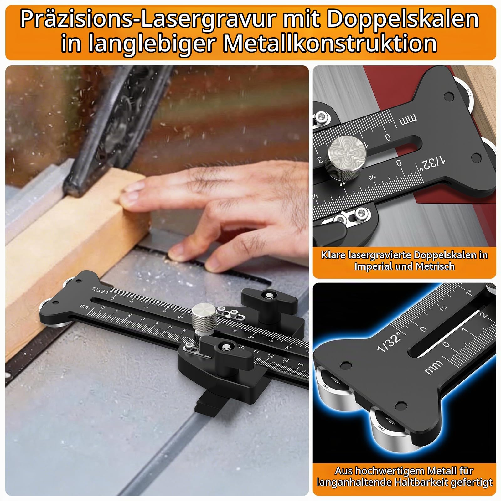 Neoteck Tischkreissägenführung Fräsanschlag Sägeanschlag 150mm mit Doppelrollen-Rücklaufsperre 9,5 x 19mm T-Nuten Holzbearbeitungswerkzeuge für Tischkreissäge, Bandsäge, Frästisch