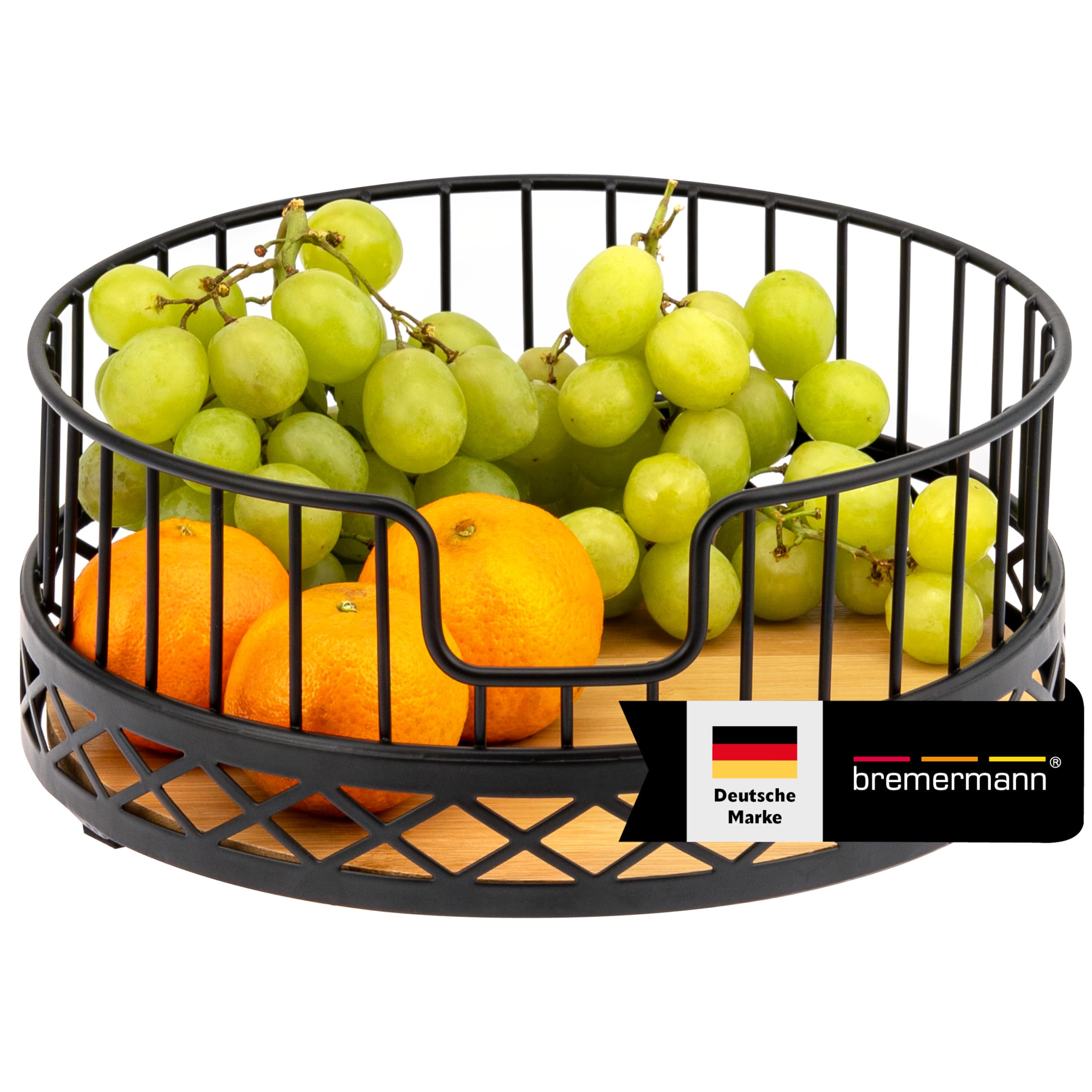 bremermann Obstkorb, Obstschale rund, Ø ca. 23,5 cm, schwarz matt, Bambusboden