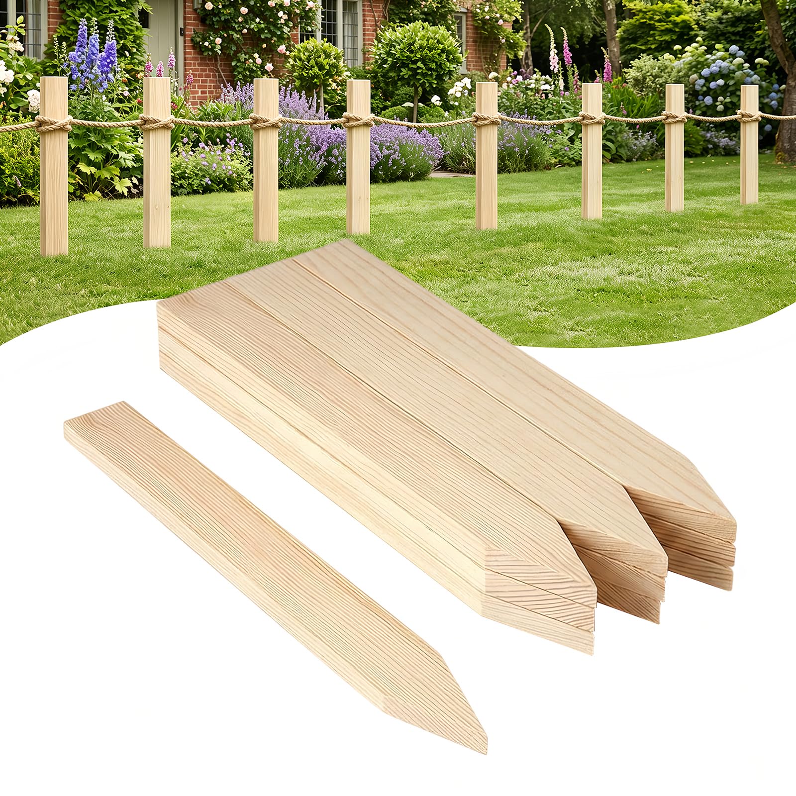 Garden Stakes 10 Pack 30cm, Wooden Stakes for Plant Support – Sturdy Timber Canes, Tree Staakes & Plant Support Sticks for Outdoor Plants, Garden Canes Posts Pegs Garden Fence