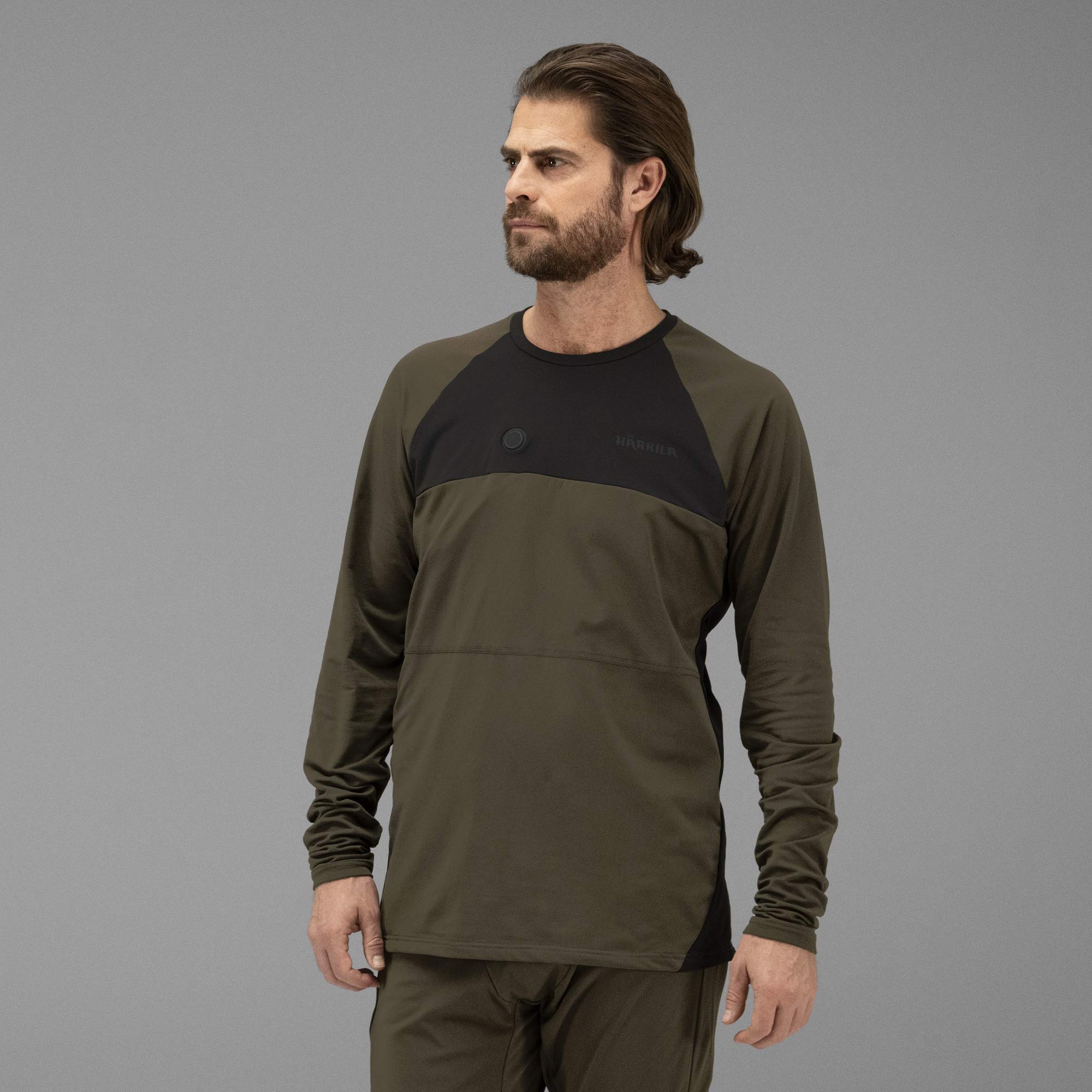 Härkila Heat Control® - Camiseta interior calefactable para hombre, ropa interior térmica con conexión USB, ropa interior funcional para hombres