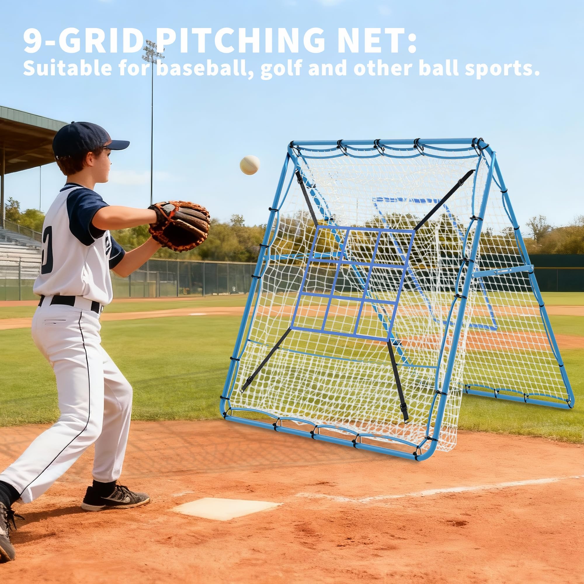 Baseball-Rückprallnetz Mit Verstellbarem Winkel, Sport-Rebounder Mit Zielscheibe, Wurf- Und Fielding-Trainingsgerät Für Softball, Fußball Und Volleyball