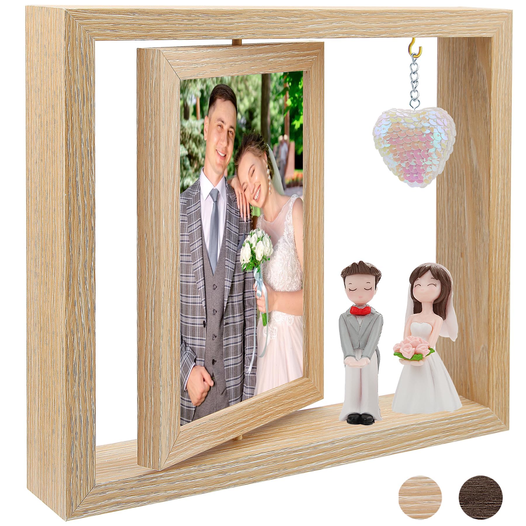 Mbsomnus Marcos de Fotos 13x18 cm Marcos Vintage Regalos de Boda Regalos Pareja Regalos de Boda para Los Novios Marcos de Fotos para Dormitorio Matrimonio(Color Madera)