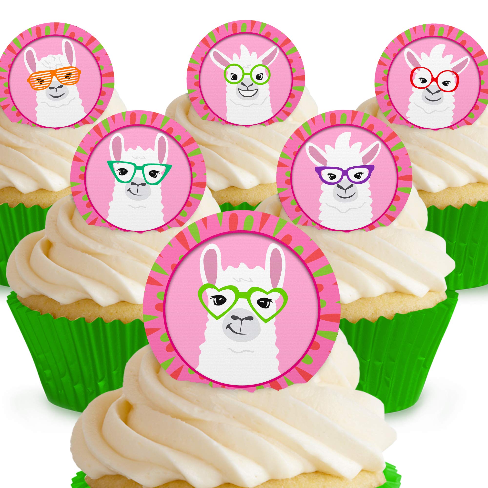 12 x PRE-CUT Llamas Edible Cake Toppers