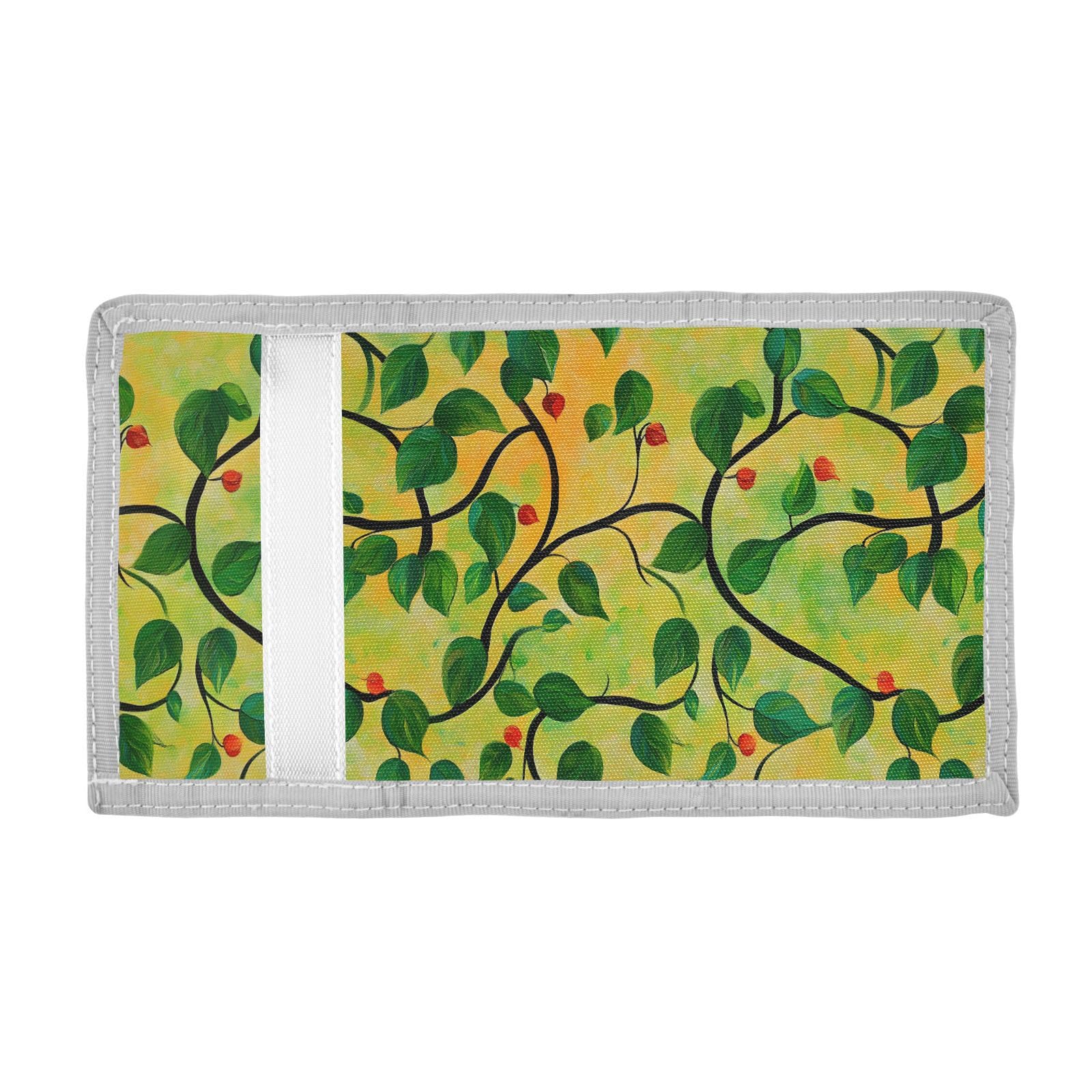 FOLIOSA Kids Wallet for Boys Girls Leaves Pattern Print Youth Wallet with Zipper Pocket Card Holders, Novelty Wallet 4.9×2.9 in