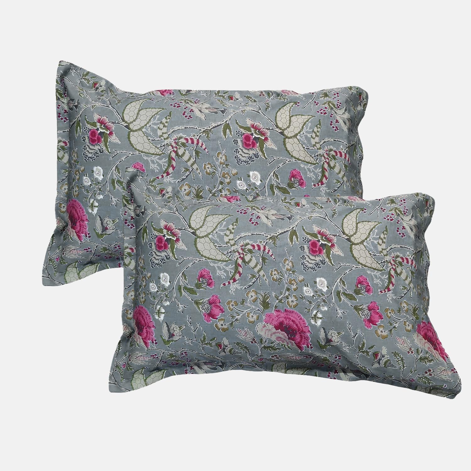 Trance Home Linen 200 Tc Cotton Floral Printed Pillow Covers | Pillow Cases | Set of 2 Piece Pillow Covers Only |Large Size (20 X 30 Inch, Calicut Green) (B0BYNJSQ1F) Amazon Price History, Amazon Price Tracker