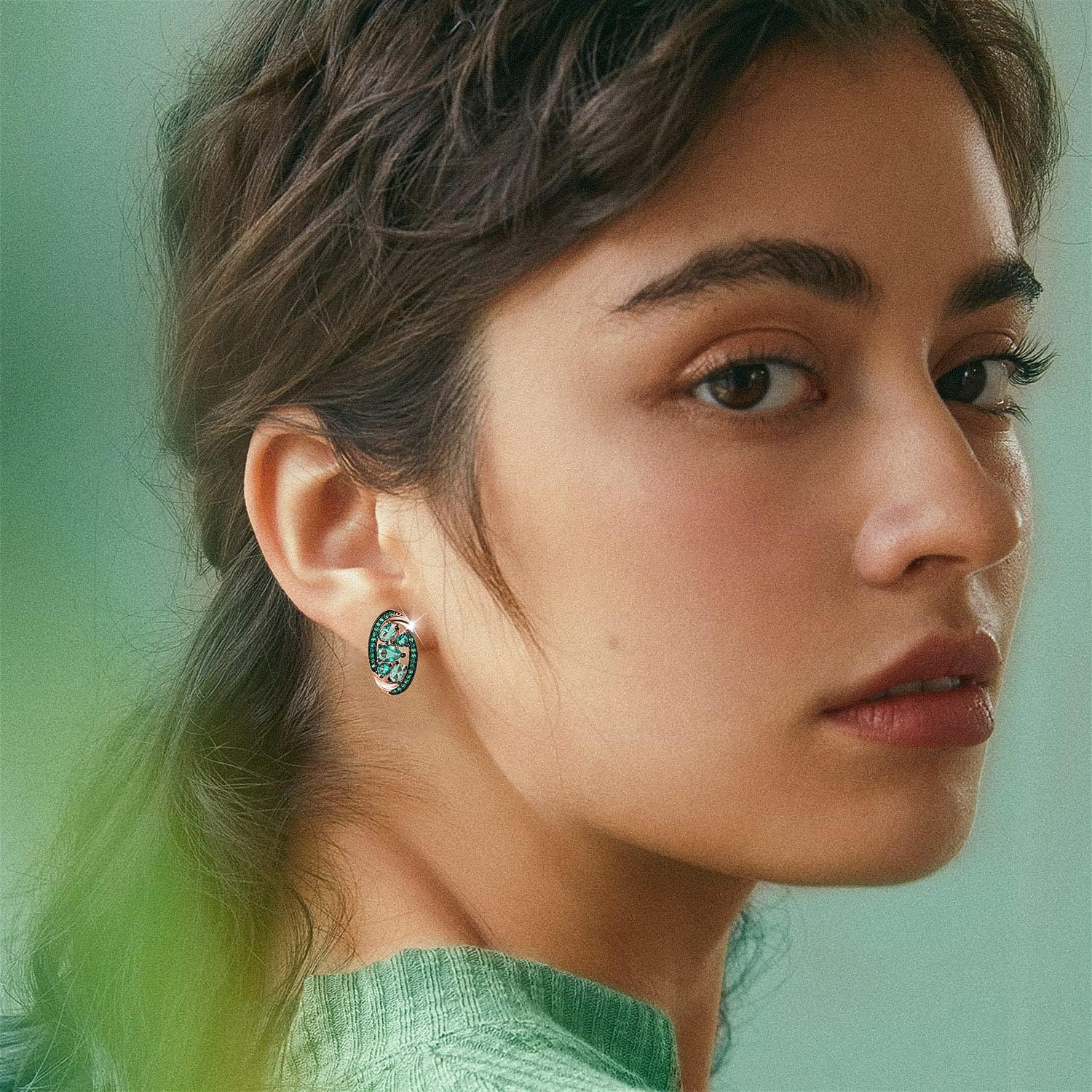 Richapex 18K Gold Hoop Earrings for Women, Cubic Zirconia Earrings Hypoallergenic Stud, Thick Open Huggie Earring Gifts for Her - Image 8