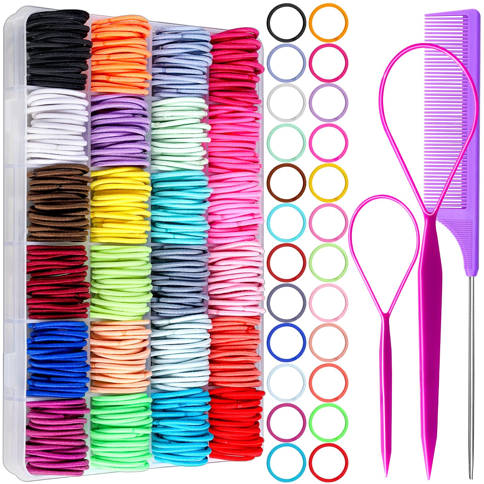 YGDZ 312PCS Elastic Hair Tie 24 Colors Small Ponytail Holder, 2cm Hair Bands for Girls, Hair Accessories for Toddlers Baby Kids, for Christmas Gift