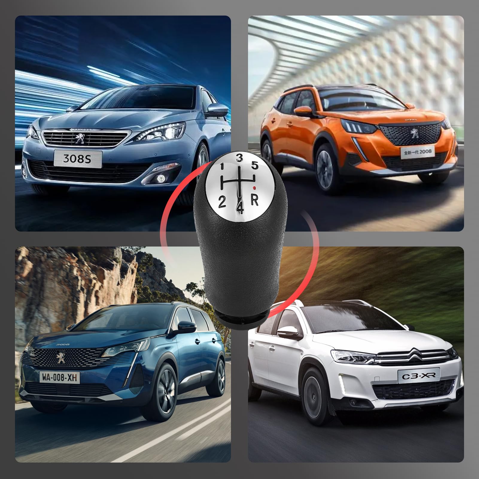 5-biegowa ręczna gałka dźwigni zmiany biegów do Clio III, Megane 2 Laguna 2, Clio 4, skóra PU z adapterem, skóra PU i PVC, ergonomiczna konstrukcja, łatwa instalacja z adapterem