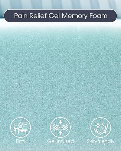 Miniatura 4 de HYPREST Cubrecolchón King de espuma viscoelástica de gel de 3 pulgadas para dolor de espalda, cubrecama con funda extraíble de 18 pulgadas de