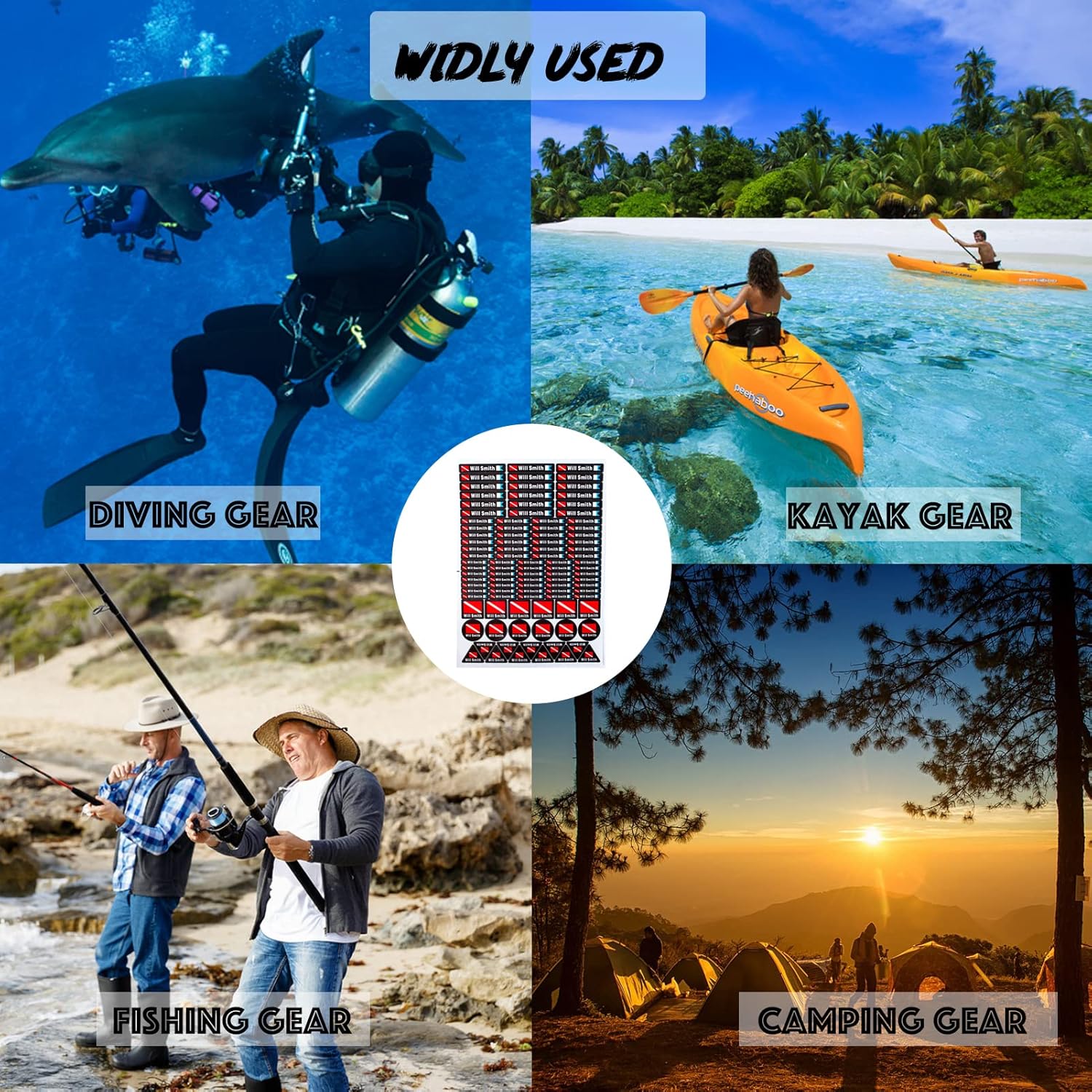 3M Personalized Waterproof Reflective Sticker Sheet for Scuba Diving Gear, Water Sports,Scuba Diving Accessory Necessity