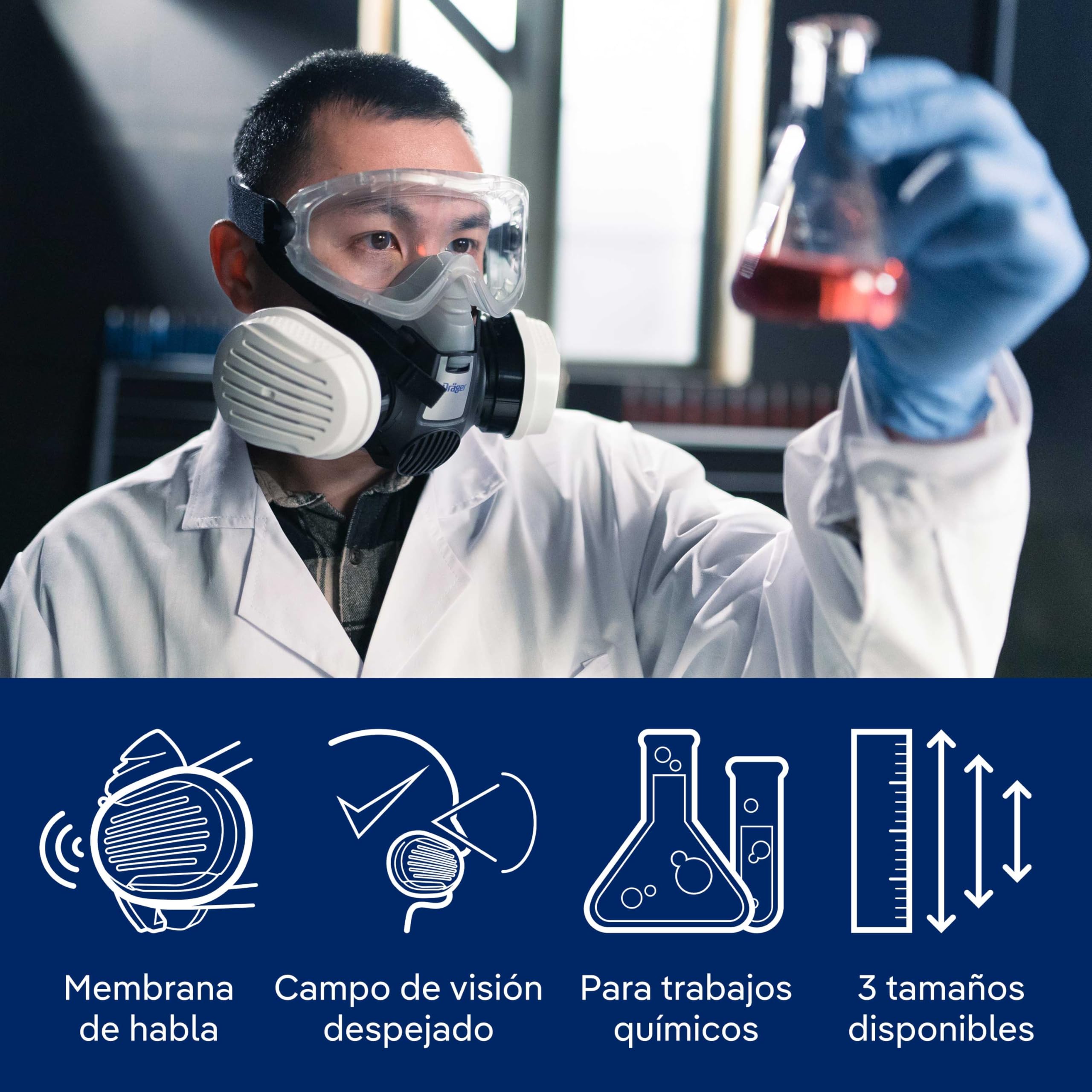 Dräger X-plore 3300 Semi máscara con filtros A1B1E1K1 Hg P3 R D | Máscara de protección para químicos, vapor, conservantes, pesticidas, herbicidas, respirador para laboratorio, tintorería