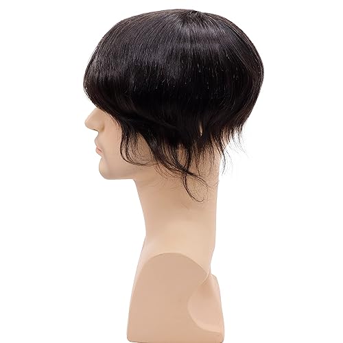 Miniatura 4 de Toupee - Sistema de reemplazo de cabello humano virgen europeo de 7 x 10 pulgadas para hombre, postizo mono con encaje superior con poliuretano