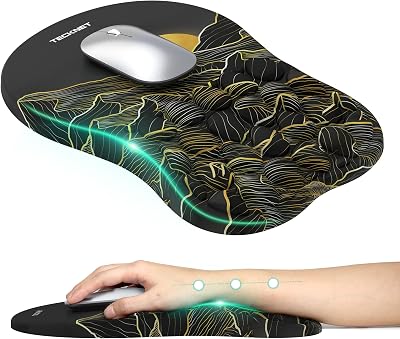 TECKNET 8° Ergonomic Mouse Pad with Wrist Rest, Comfortable Massage Design