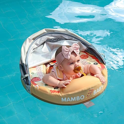 Miniatura 7 de Mambobaby - Flotador de natación para bebé con dosel no inflable para piscina, flotador de natación para añadir cola, flotadores de agua sólida,
