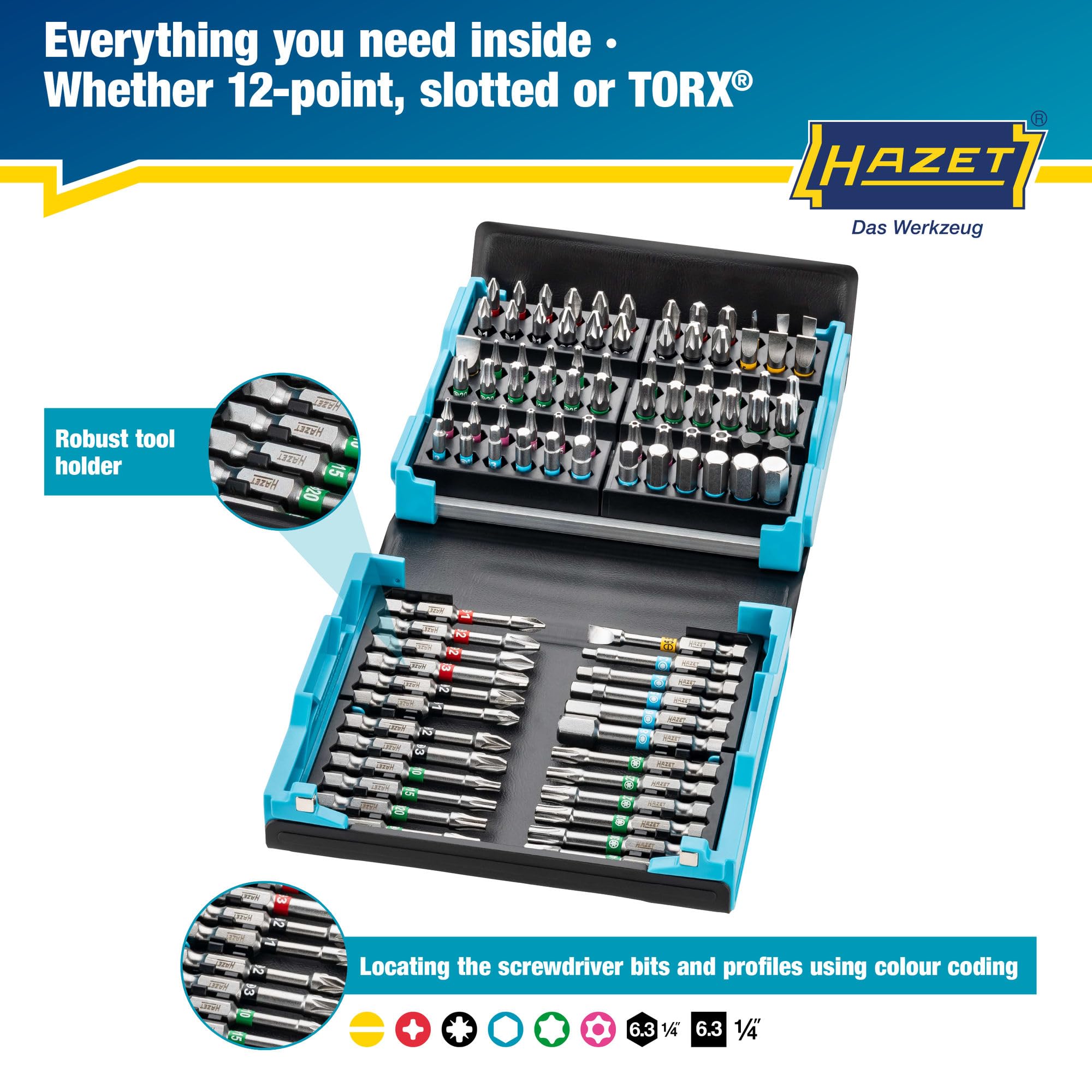 HAZET Smartcase Bit Set 2200SC-3 I 96-Piece Set, Drive: Hexagon