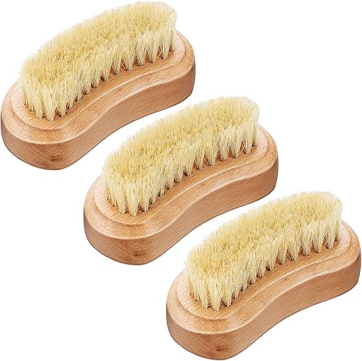 3 Pieces Natural Nail Brush Bamboo Fingernail Brushes Natural Cleaning Nail Brush Wooden Nail Scrub Brush for Manicure Pedicure Toenail Fingernail Adult Kids Supplies (Elegant…