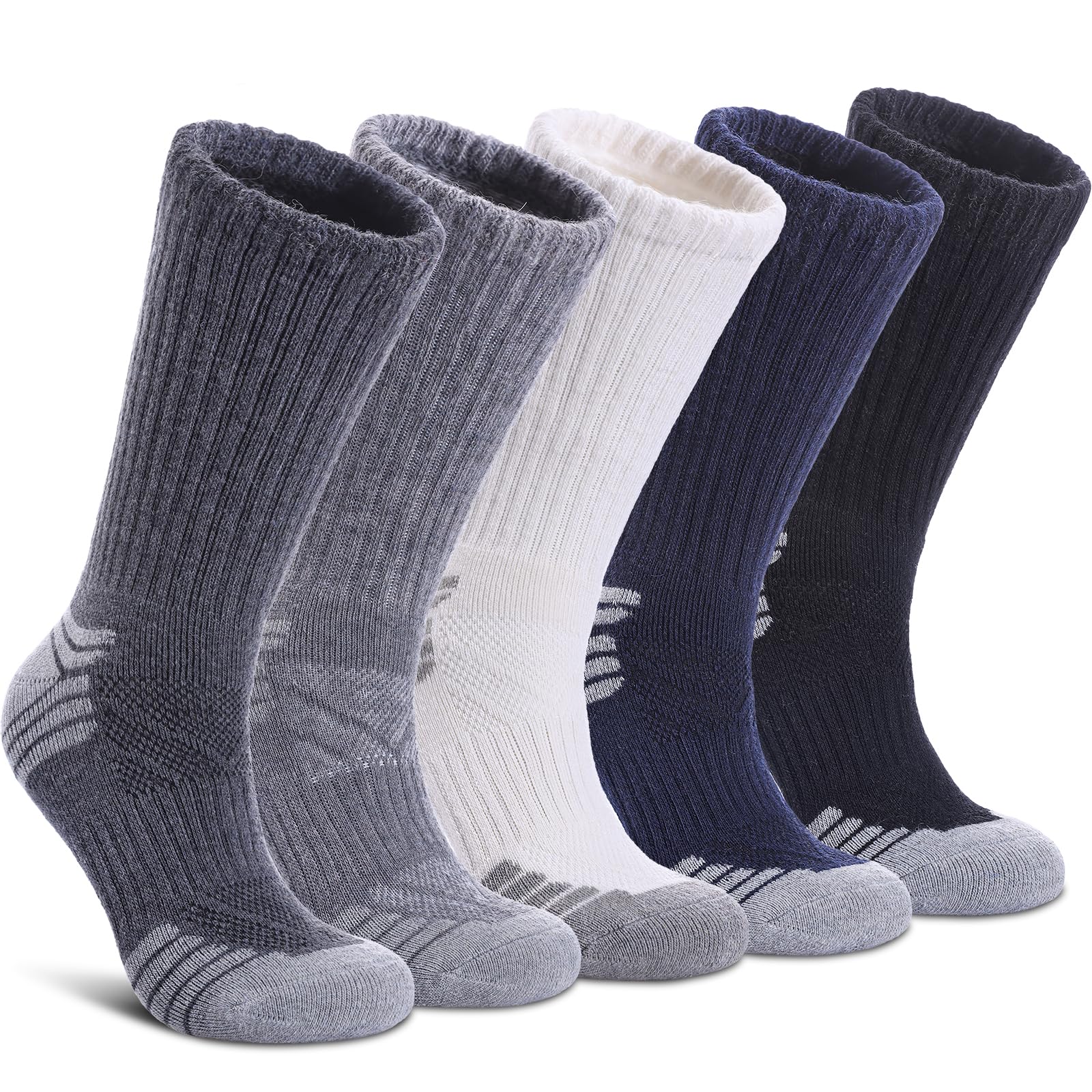 Calcetines térmicos de lana merino para mujer, calcetines cálidos para botas de invierno, calcetines atléticos, para trabajo, acogedores, 5 pares
