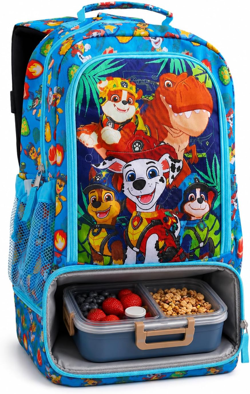 Paw Patrol Kids Backpack 16" School Bookbag with Lunch Holder & Pocket