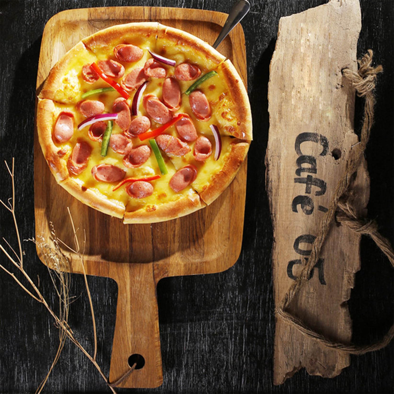 Planche à Découper En Bois De Manguier - Grande Taille, Poignée Corde - Pour Charcuterie, Préparation Cuisine - Style Rustique Et Fonctionnel - 12