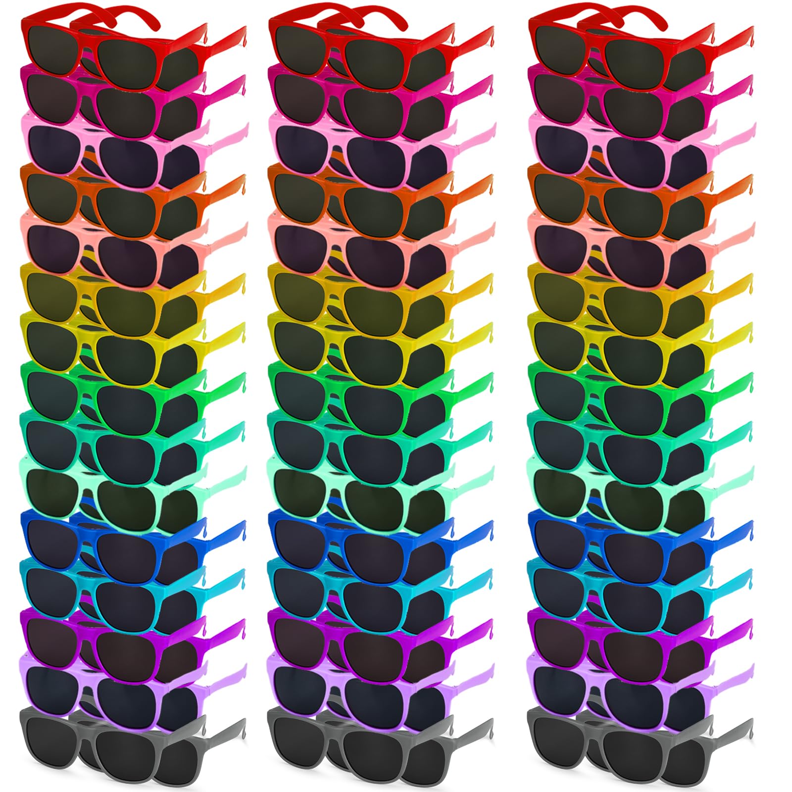 36 Pairs 18 Colors Sunglasses Bulk, for Adults Teens and Kids,80s Retro Style Plastic Sunglasses for Holiday Gifts ,Birthday Graduation Pool Beach Party Supplies