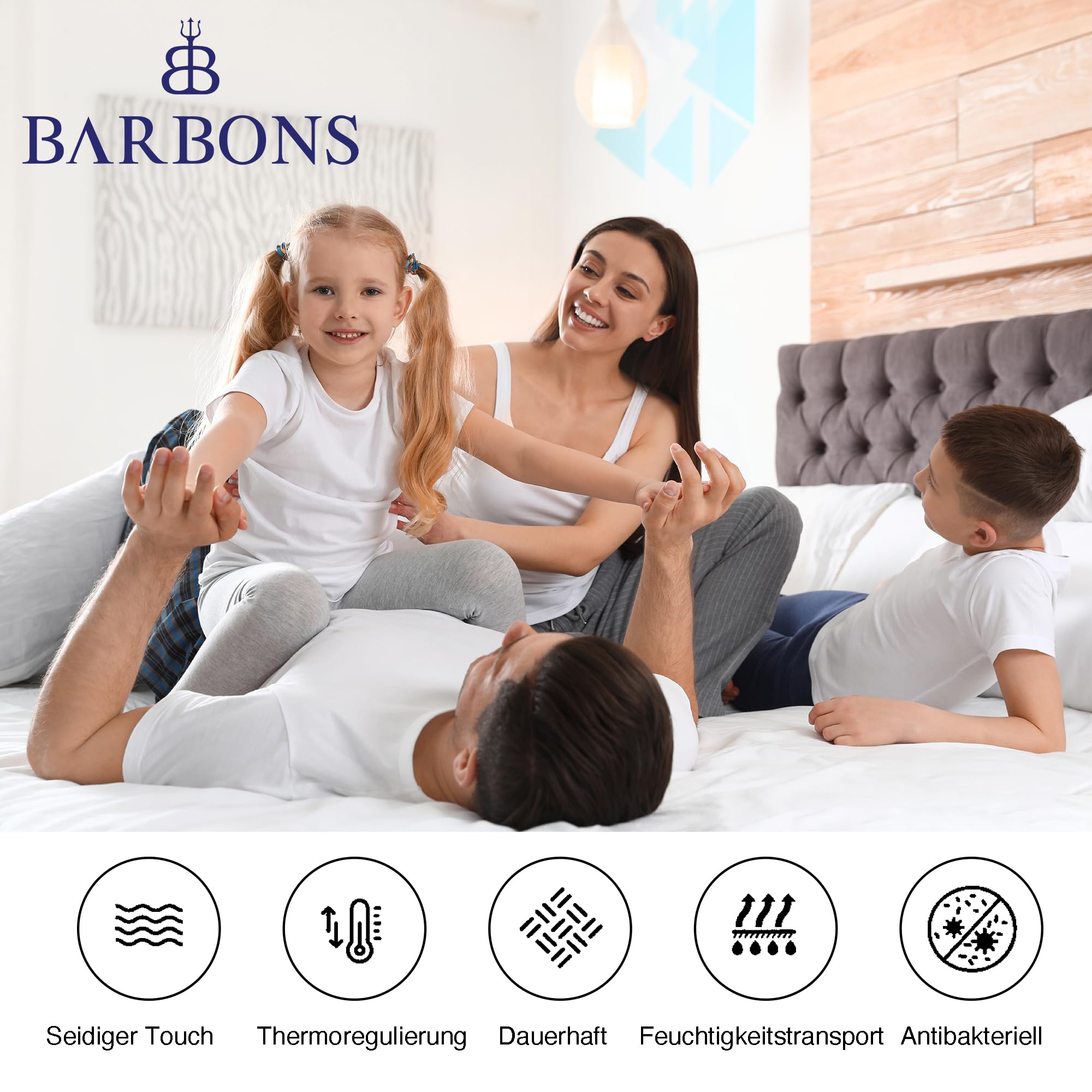 BARBONS Lenzuolo con angoli Singolo - Lenzuola 90x200 Coprimaterasso in Cotone 100% Certificato Oeko-Tex Morbido e Traspirante con Angoli Elastici per Materasso fino a 27 cm - Bianco 90x200cm