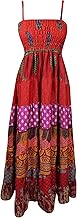 Bohemian Maxi Dress, Bohemian Fashion, Spaghetti Strap Red Printed Handmade Dress, Empire Waist Beach Style Sundress S/M