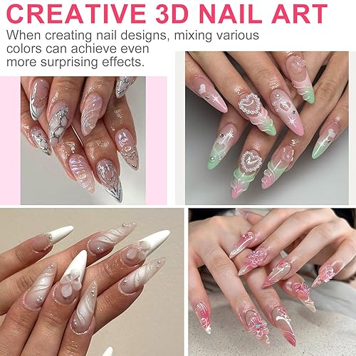 Miniatura 7 de MEKK Gel de uñas 3D, gel de escultura de 0.55 oz para arte de uñas, diseños de pegamento transparente que no se limpia, moldea y decoración,