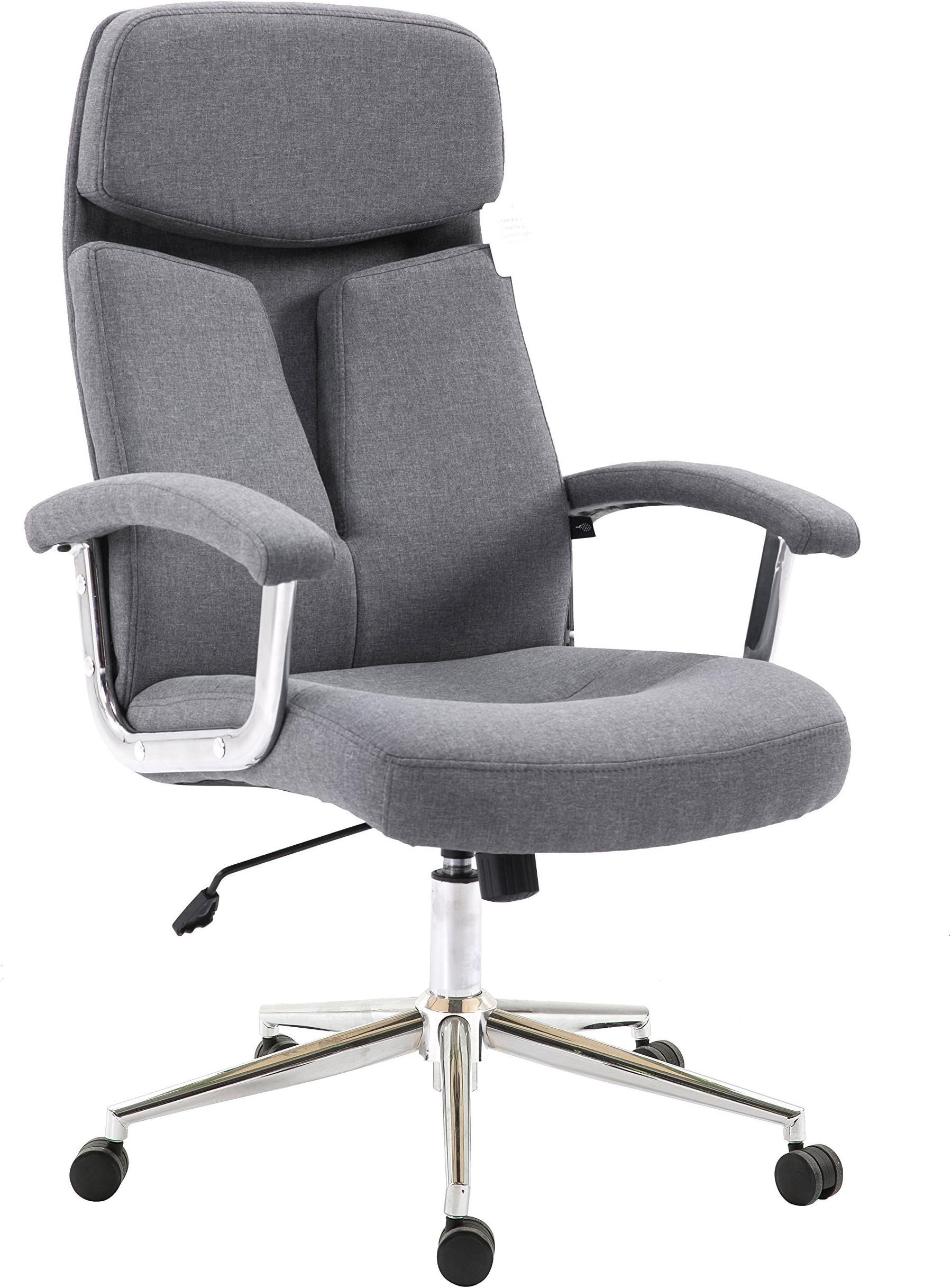 Cherry Tree Furniture Premium Fabric Swivel Office Chair Computer Desk Chair with Chrome Armrests & Base (Grey)