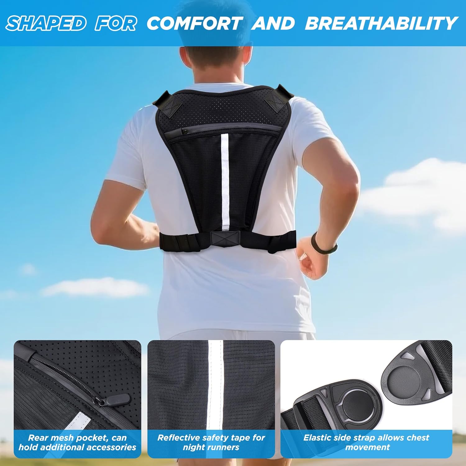 Chest Bag for Men – Running Chest Pack, Lightweight No-Bounce Phone Holder, Water-Resistant Reflective Chest Pouch for Running, Hiking & Cycling - Image 6